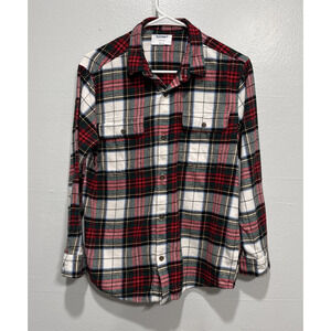 Old Navy Plaid Flannel Button Up Shirt Boys XL 14-16 Plus Red Holiday Christmas